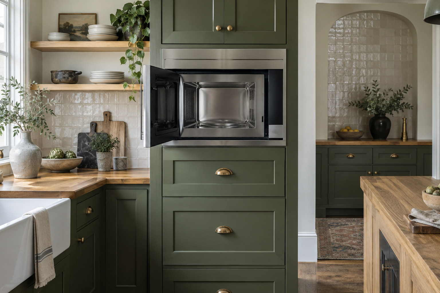 Illustrative Wolf microwave in a residential kitchen — AI image for Viking Repair Ardsley