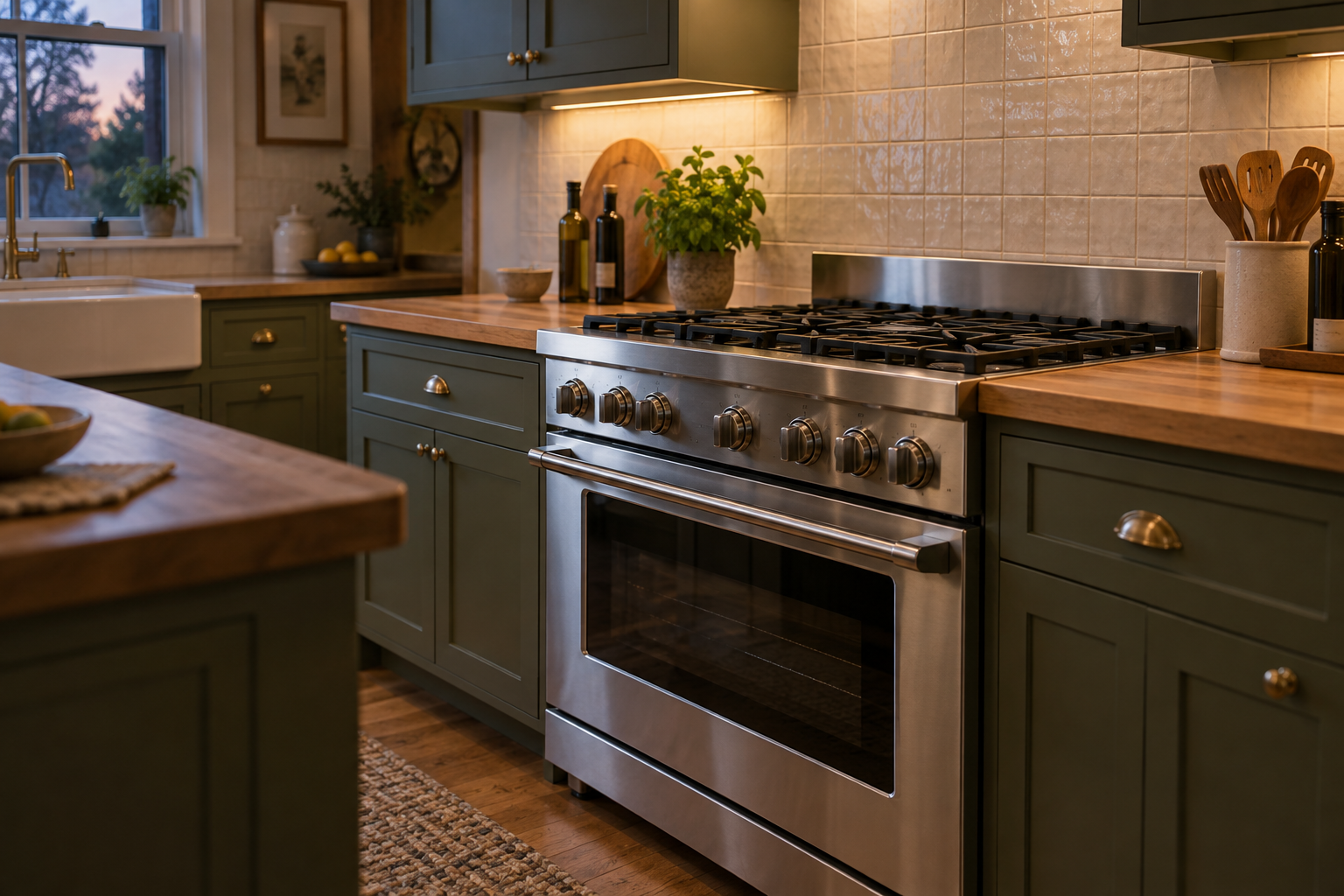 Illustrative Viking range in a residential kitchen — AI image for Viking Repair Ardsley