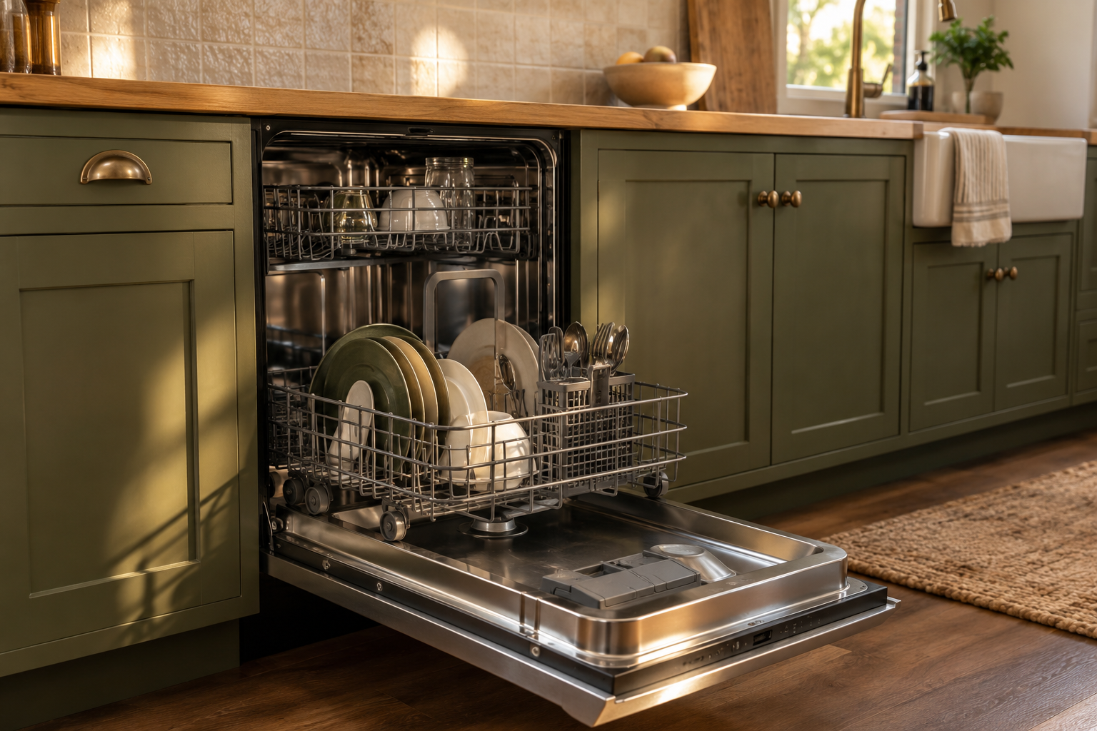Illustrative Viking dishwasher in a residential kitchen — AI image for Viking Repair Ardsley