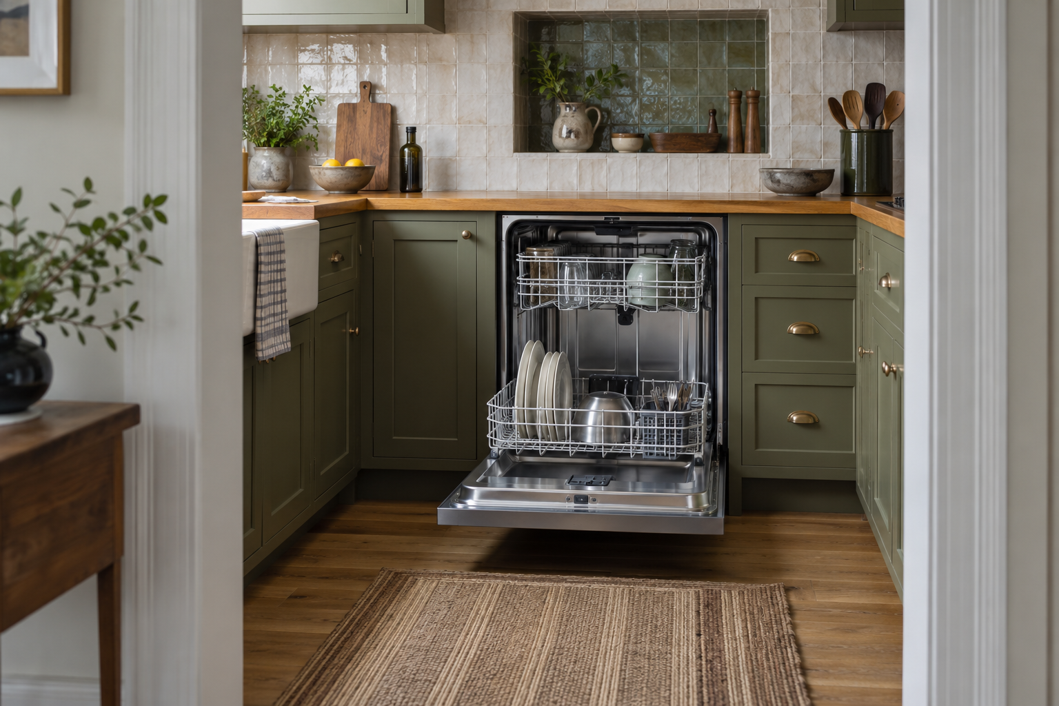 Illustrative Viking dishwasher in a residential kitchen — AI image for Viking Repair Ardsley