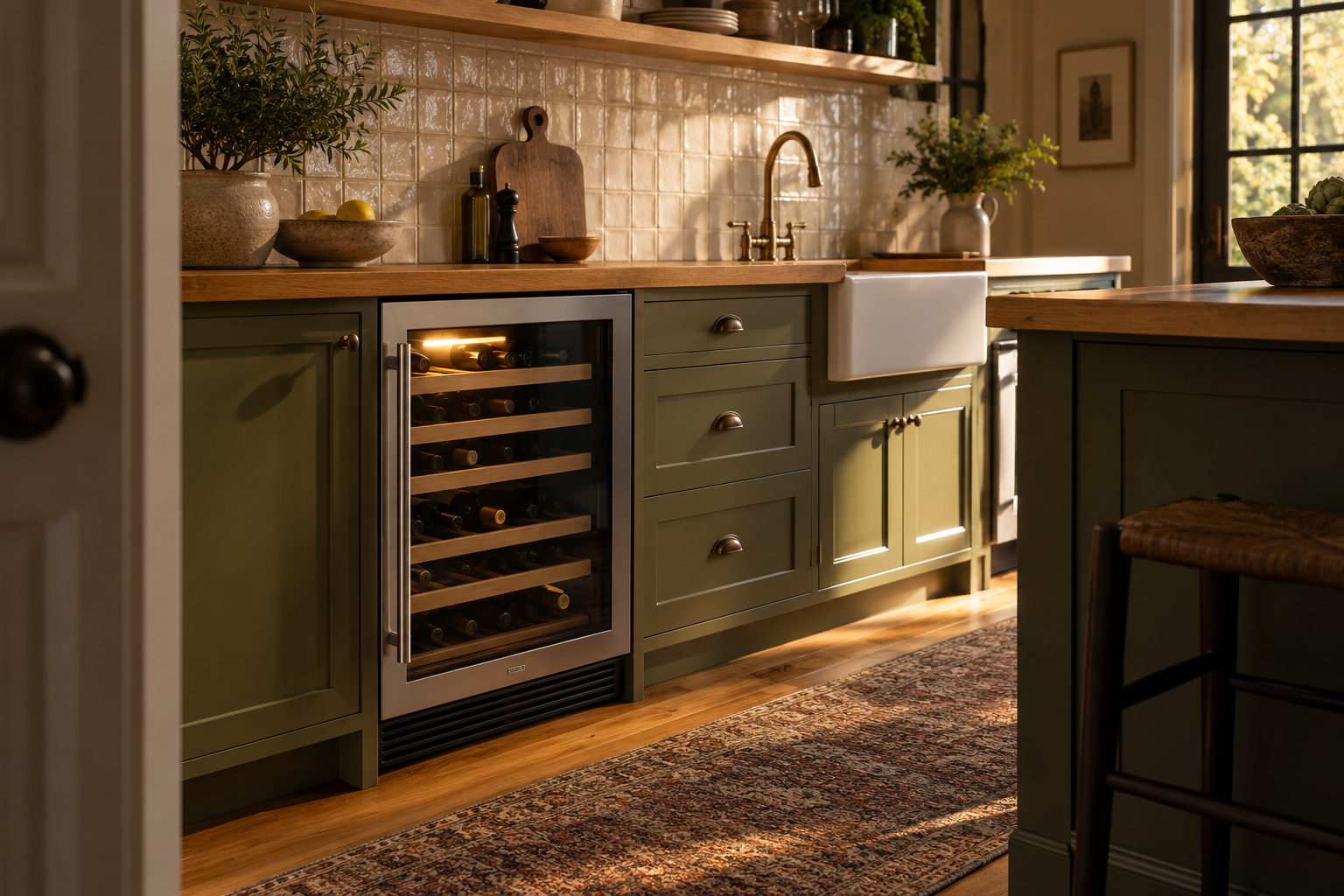 Illustrative Viking wine cooler in a residential kitchen — AI image for Viking Repair Ardsley