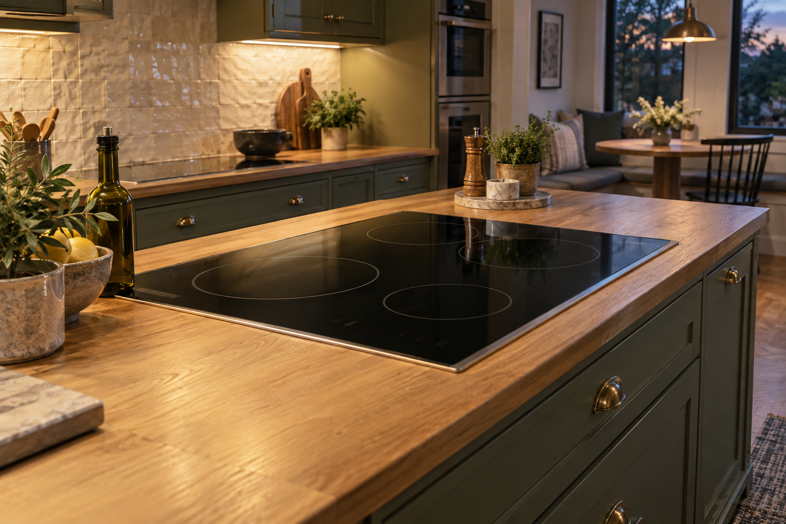 Illustrative Wolf cooktop in a residential kitchen — AI image for Viking Repair Ardsley