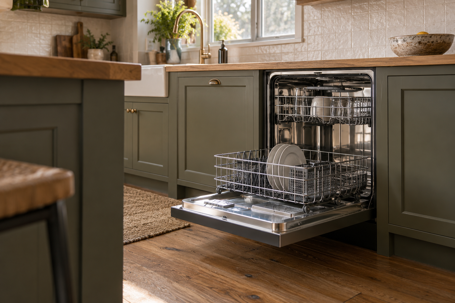 Illustrative Viking dishwasher in a residential kitchen — AI image for Viking Repair Ardsley