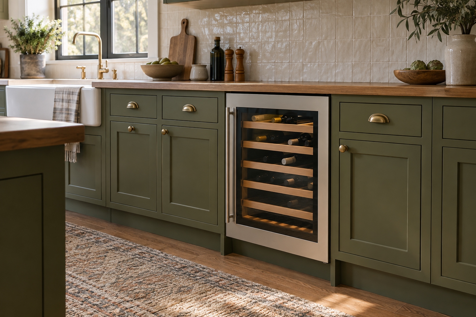 Illustrative Thermador wine cooler in a residential kitchen — AI image for Viking Repair Ardsley