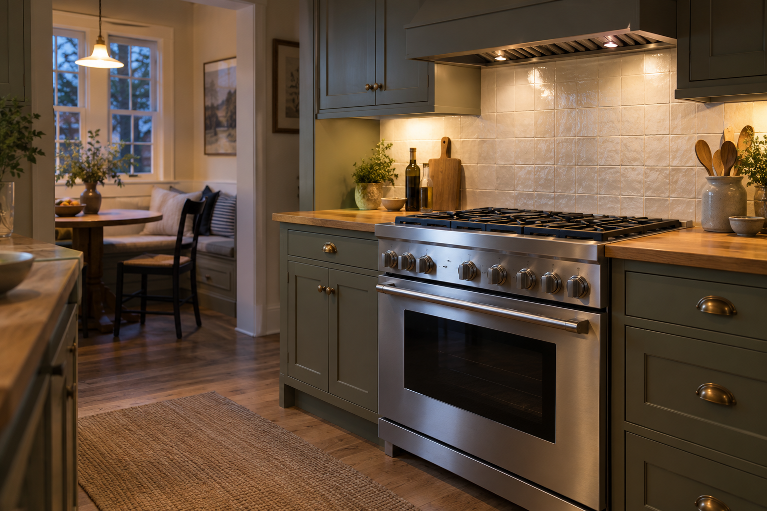 Illustrative Thermador range in a residential kitchen — AI image for Viking Repair Ardsley