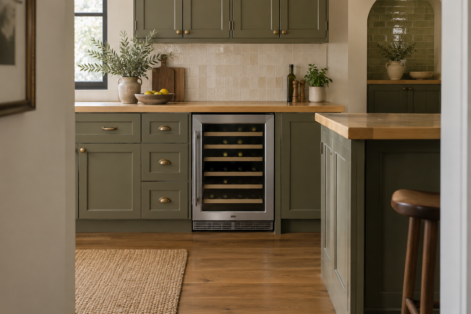 Illustrative Thermador wine cooler in a residential kitchen — AI image for Viking Repair Ardsley